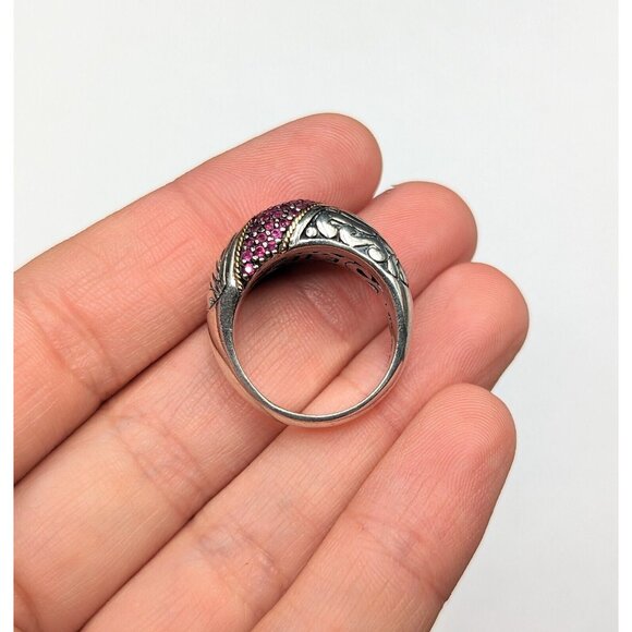 EFFY BH Sterling Silver 925 18k Yellow Gold Ruby Gemstone Ring Size 7 - Picture 8 of 13